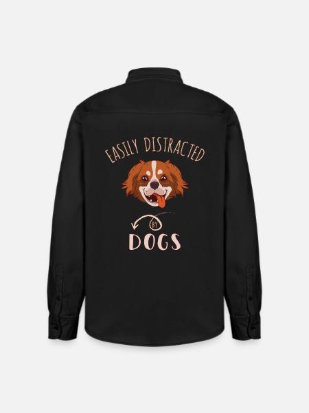 Easily Distracted By Dogs - Relaxed Fit Unisex Organic Shirt by Stanley/Stella - washed black