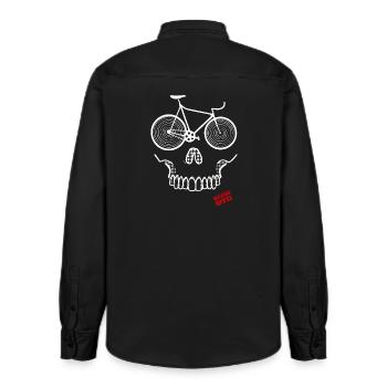 skull cyclist dark - Relaxed Fit Unisex Organic Hemd von Stanley/Stella - washed Black - Hinten - AI Model Male 178 light (178cm)