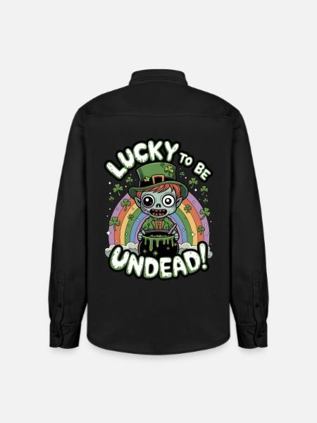Lucky To Be Undead! - Relaxed Fit Unisex Organic Shirt by Stanley/Stella - washed black