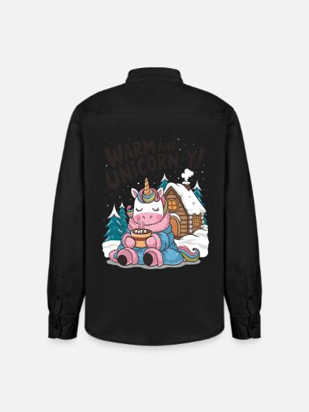 Warm And Unicorn-y! - Relaxed Fit Unisex Organic Shirt by Stanley/Stella - washed black