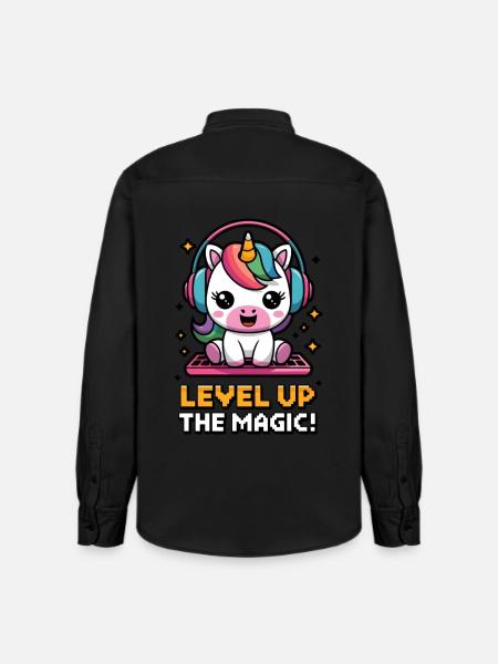 Level Up The Magic! - Relaxed Fit Unisex Organic Shirt by Stanley/Stella - washed black