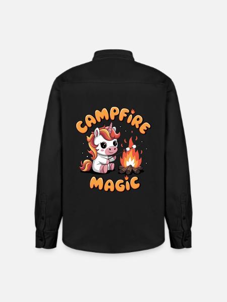 Campfire Magic - Relaxed Fit Unisex Organic Shirt by Stanley/Stella - washed black