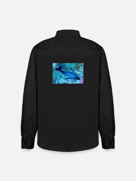 Blauwal im Farbmeer - Relaxed Fit Unisex Organic Hemd von Stanley/Stella - washed Black