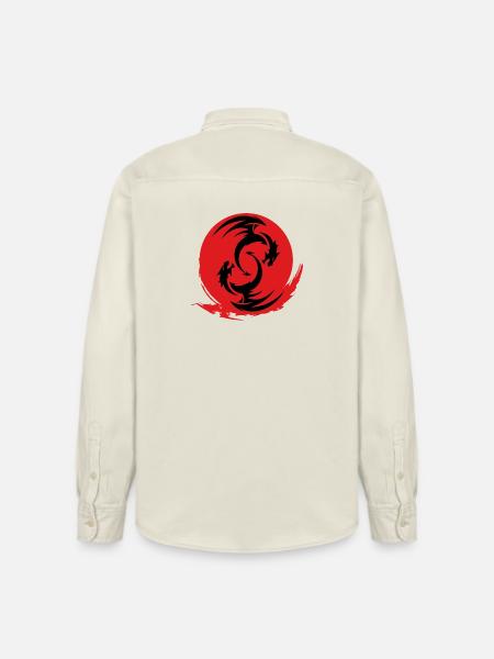 Red Dragon Circle - Relaxed Fit Unisex Organic Shirt by Stanley/Stella - soft Ecru