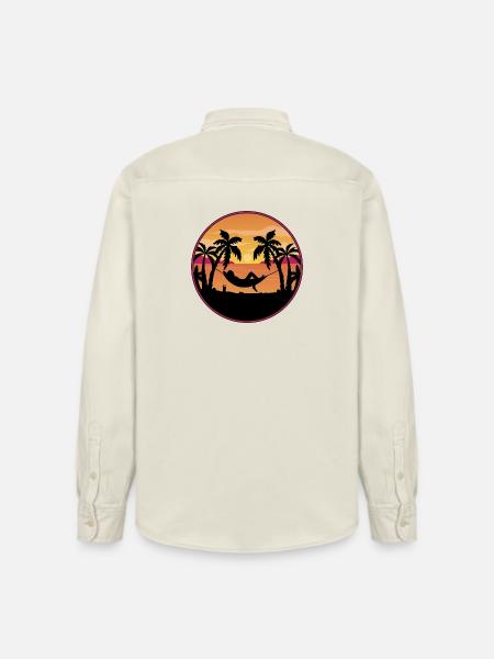 Palm Trees Hammock Sunset - Relaxed Fit Unisex Organic Shirt by Stanley/Stella - soft Ecru