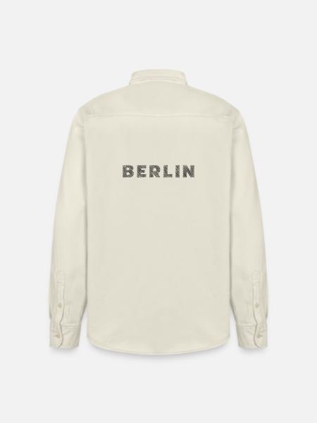 Berlin German Capital Hatching Letter - Relaxed Fit Unisex Organic Shirt by Stanley/Stella - soft Ecru