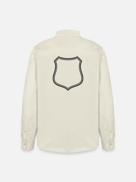 Leeres Schildlinien-Symbol Abzeichen Wappen Umrisssymbol - Relaxed Fit Unisex Organic Hemd von Stanley/Stella - Natur