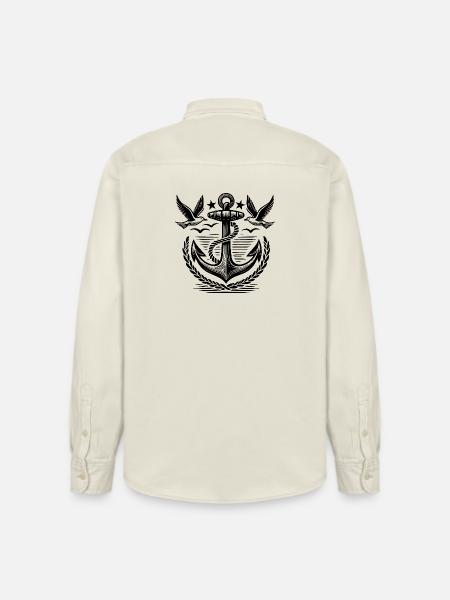 Anchor Seagulls Logo - Relaxed Fit Unisex Organic Shirt by Stanley/Stella - soft Ecru