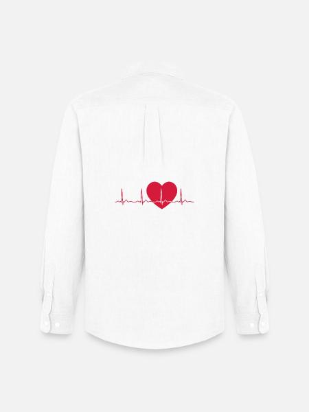 Heartbeat ECG Line Medical Pulse Wave Icon Vector - Men's Oxford Shirt by Stanley/Stella - white