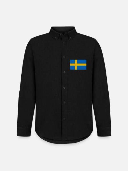 Schweden Flagge - Männer Oxford Hemd von Stanley/Stella - Schwarz