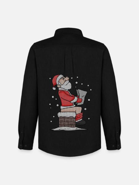 Père Noël assis sur la cheminée drôle - Chemise Oxford homme Stanley/Stella - noir