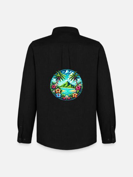 Caribbean Island Logo - Men's Oxford Shirt by Stanley/Stella - black