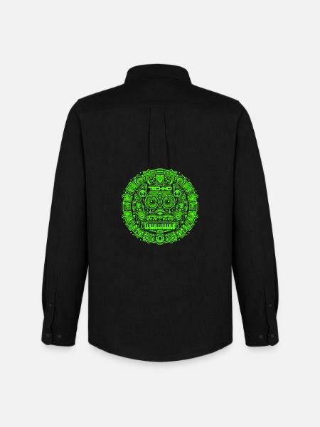 Techno Music Logo - Men's Oxford Shirt by Stanley/Stella - black