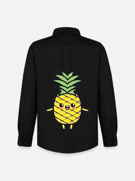 Cheerful Pineapple Cartoon Charm - Men's Oxford Shirt by Stanley/Stella - black