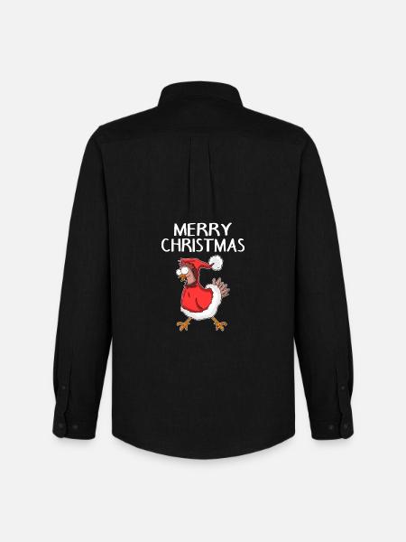 Christmas Chicken Merry Christmas - Men's Oxford Shirt by Stanley/Stella - black