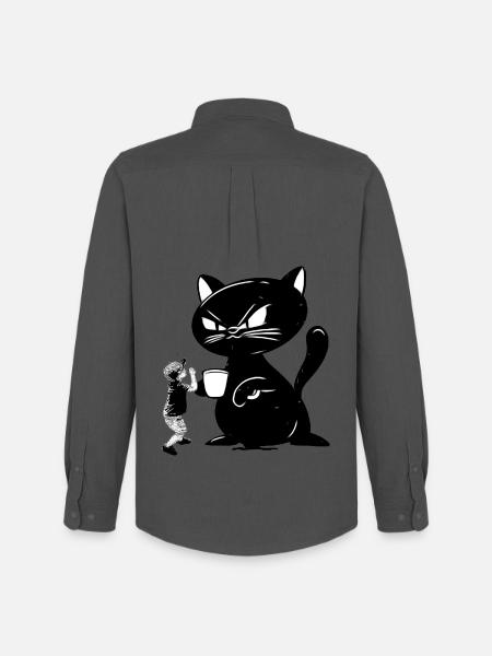 Katze - Männer Oxford Hemd von Stanley/Stella - Anthrazit