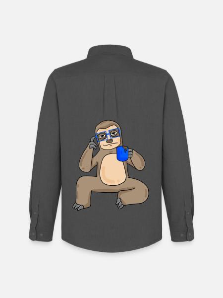 Sloth with glasses and coffee - Men's Oxford Shirt by Stanley/Stella - anthracite