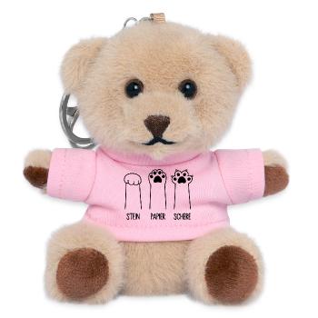 Stein Papier Schere Katze Pfote Spiel Katzenpfoten - Teddy Schlüsselanhänger - Rosa - Vorne