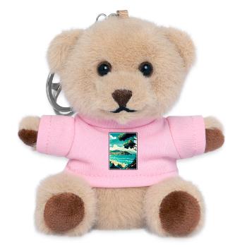 San Sebastian, Spanien, Vintage, Reiseposter, Souvenir - Teddy Schlüsselanhänger - Rosa - Vorne