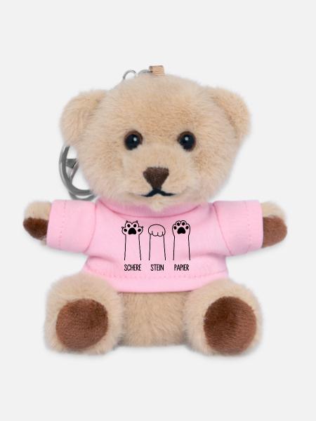 Schere Stein Papier Katze Pfote Spiel Katzenpfoten - Teddy Schlüsselanhänger - Rosa