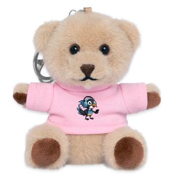 Elster Lustige Zeichentrickfigur Kopfhörer Musik - Teddy Schlüsselanhänger - Rosa - Vorne