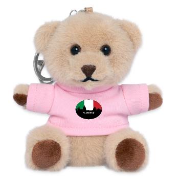 Florenz Italien Flagge Skyline Reise Souvenir - Teddy Schlüsselanhänger - Rosa - Vorne