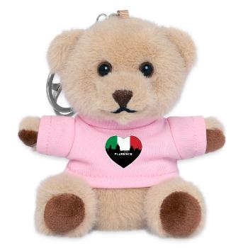 Florenz Italien Flagge Skyline Reise Souvenir - Teddy Schlüsselanhänger - Rosa - Vorne