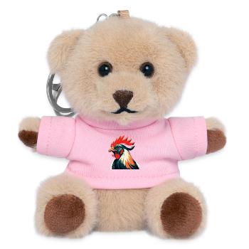 Huhn Cartoon Figur Buntes Haustier Tier - Teddy Schlüsselanhänger - Rosa - Vorne