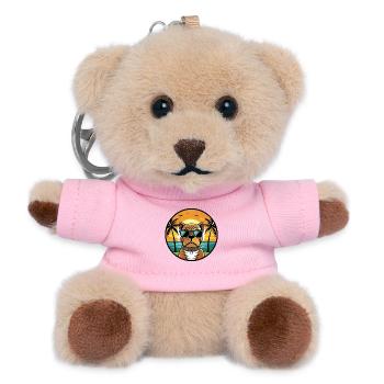 Bordeauxdogge Hunderasse Cartoon Sonnenbrille Strand - Teddy Schlüsselanhänger - Rosa - Vorne