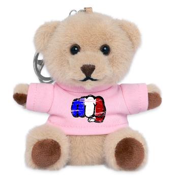 Frankreich Flagge Hand Faust used - Teddy Schlüsselanhänger - Rosa - Vorne
