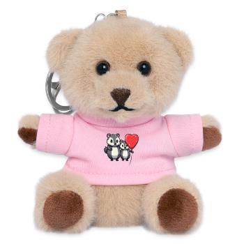 Dachse Kawaii Cartoon Haustier spielt mit Luftballons - Teddy Schlüsselanhänger - Rosa - Vorne