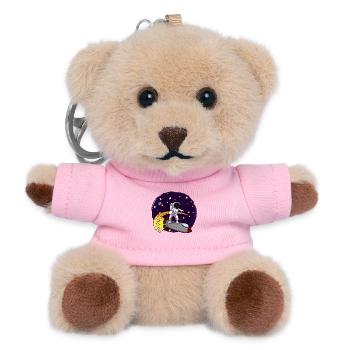 Astronaut Auf Rakete - Teddy Schlüsselanhänger - Rosa - Vorne