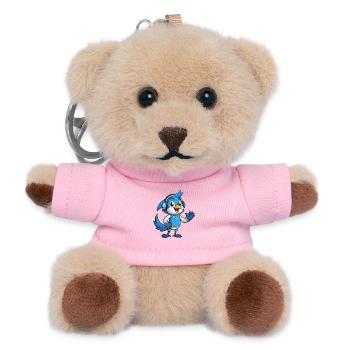 Blue Jay Lustige Cartoon Figur Kopfhörer Musik - Teddy Schlüsselanhänger - Rosa - Vorne