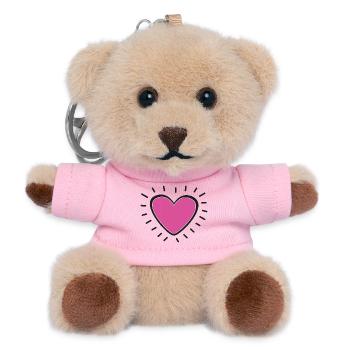 Pink Heart Burst Logo - Teddy Keyring - pink - Front