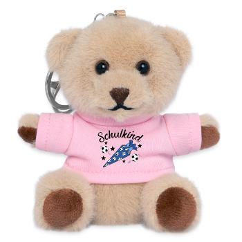 Schulkind Fußball Schulanfang - Teddy Schlüsselanhänger - Rosa - Vorne