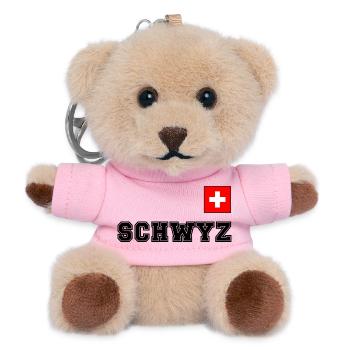 SCHWYZ - SCHWEIZ Trikot Look - mit Fahne Flagge - Teddy Schlüsselanhänger - Rosa - Vorne