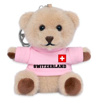 SCHWITZERLAND SCHWEIZ Trikot Look mit Fahne Flagge - Teddy Schlüsselanhänger - Rosa - Vorne