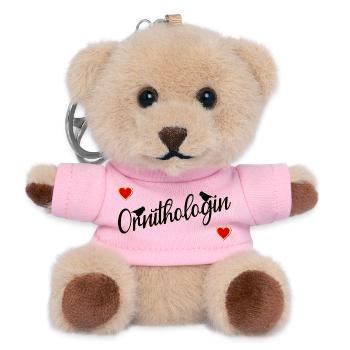 Ornithologin mit Herz - Teddy Schlüsselanhänger - Rosa - Vorne