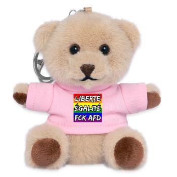LIBERTÉ ÉGALITÉ FCK AFD REGENBOGEN FCK NZS, NO NZS - Teddy Schlüsselanhänger - Rosa - Vorne