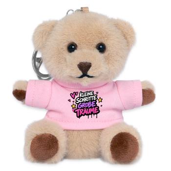 Kleine Schritte Große Träume Neon - Teddy Schlüsselanhänger - Rosa - Vorne