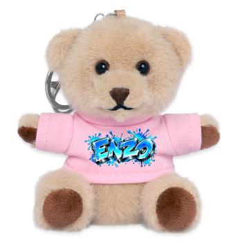 ENZO in 3D-blauem Graffiti! Der Name, den jeder will, will - Teddy Schlüsselanhänger - Rosa - Vorne
