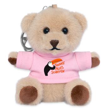 Tukanst alles schaffen – Lustiger Tukan Motiv - Teddy Schlüsselanhänger - Rosa - Vorne