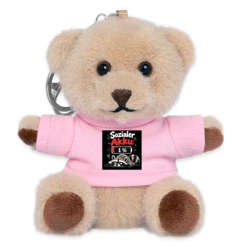 Sozialer Akku 1% Raccoon - Teddy Schlüsselanhänger - Rosa - Vorne