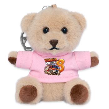 Feuerwehr zum 8. Geburtstag – Yeahhh ich bin 8 - Teddy Schlüsselanhänger - Rosa - Vorne