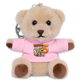 Dino Geburtstag 5 Jahre T-Rex Shirt - Teddy Schlüsselanhänger - Rosa - Vorne