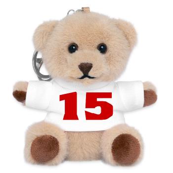 15. 15 JAHRE. 15-JÄHRIGES JUBILÄUM. 15-JÄHRIGES JUBILÄUM. - Teddy Schlüsselanhänger - Weiß - Vorne