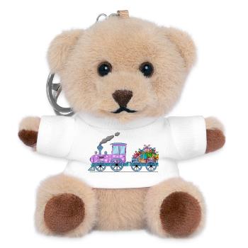 Train pour enfants avec remorque rose - Porte-clés ourson - blanc - Devant