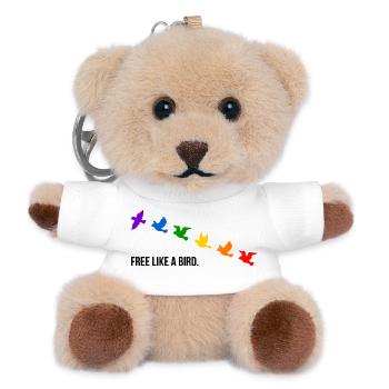 Free like a bird, in Regenbogenfarben - Teddy Schlüsselanhänger - Weiß - Vorne