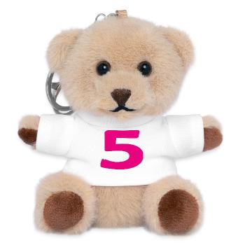 5. 5 JAHRE. 5-JÄHRIGES JUBILÄUM. 5-JÄHRIGES JUBILÄUM. 5. - Teddy Schlüsselanhänger - Weiß - Vorne