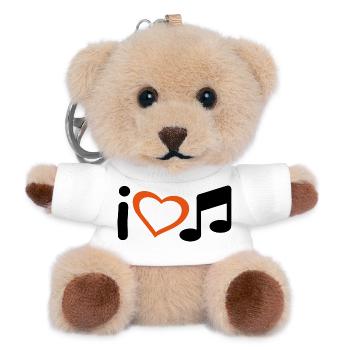 Slogan Ich liebe Musik. Liebe zur Musik. - Teddy Schlüsselanhänger - Weiß - Vorne